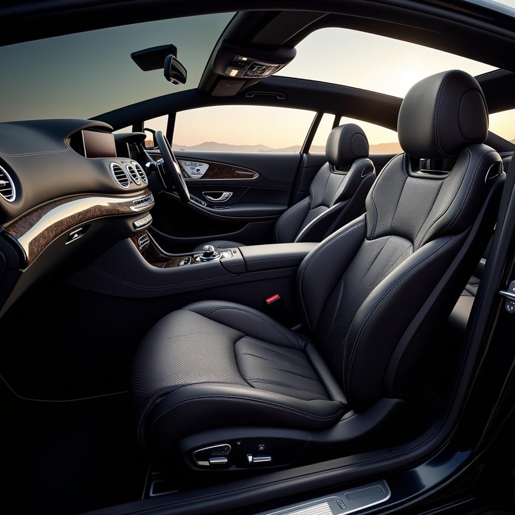 Luxurious interior of the Mercedes S200