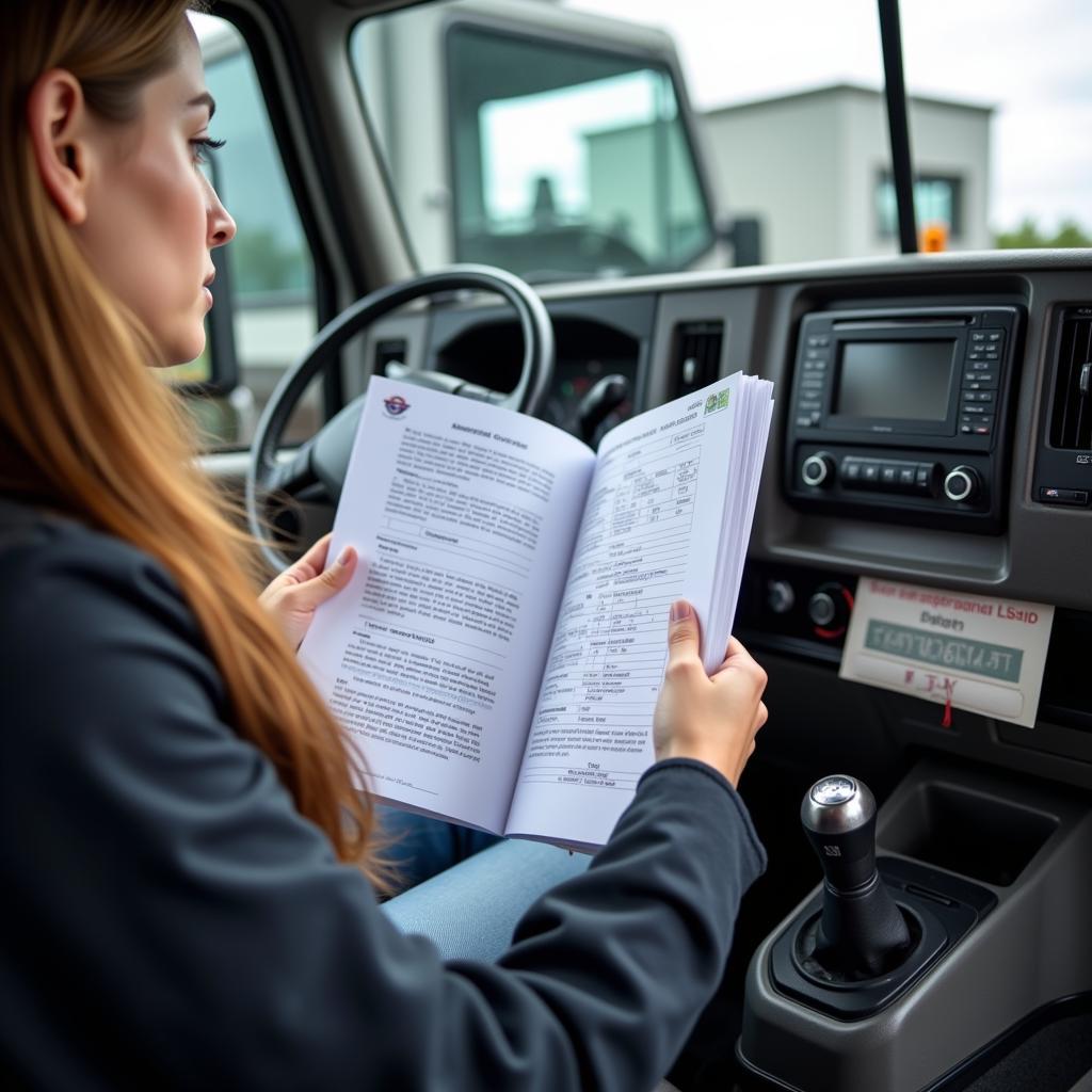 Người mua kiểm tra giấy tờ xe tải