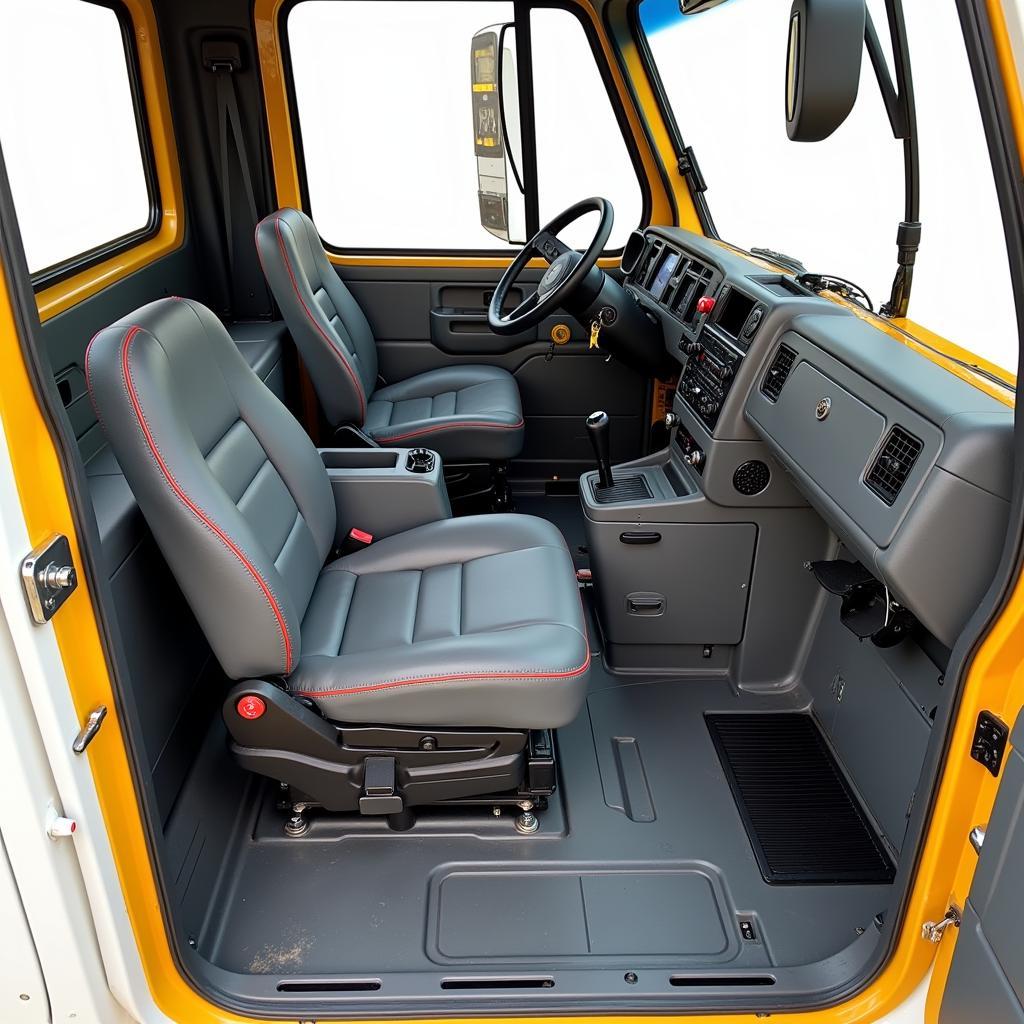 Interior of a Shacman 4-axle dump truck cabin