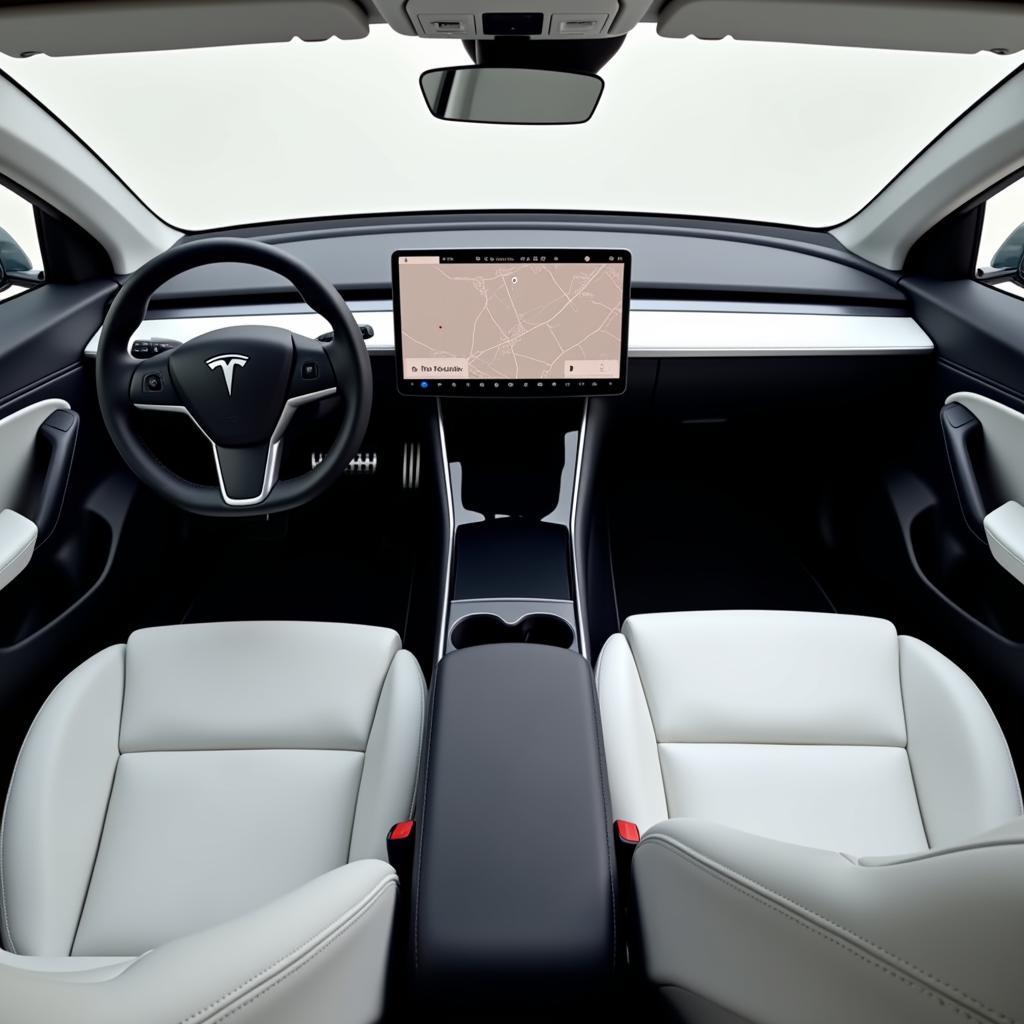 Nội thất Tesla Model 3 hiện đại và tối giản