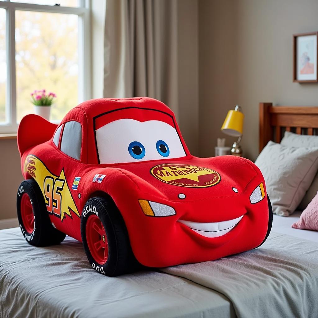 Large Lightning McQueen plush toy for cuddling and playing