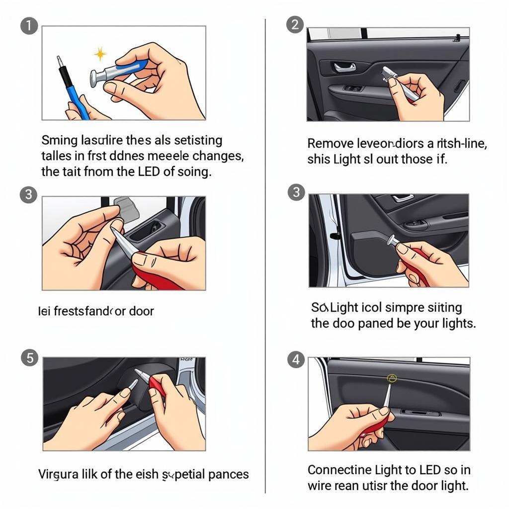 Car door warning LED light installation process