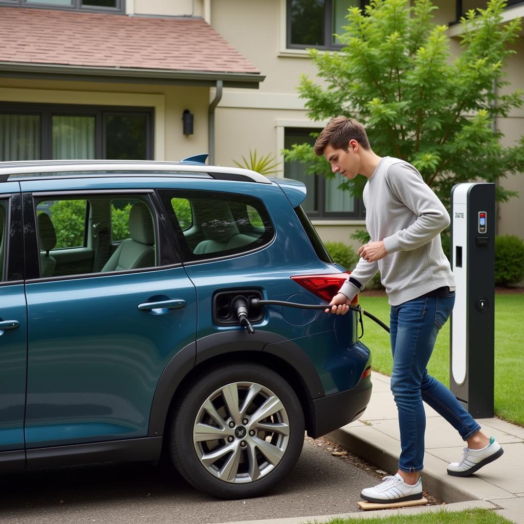 Sạc điện xe ô tô điện 8 chỗ tại nhà