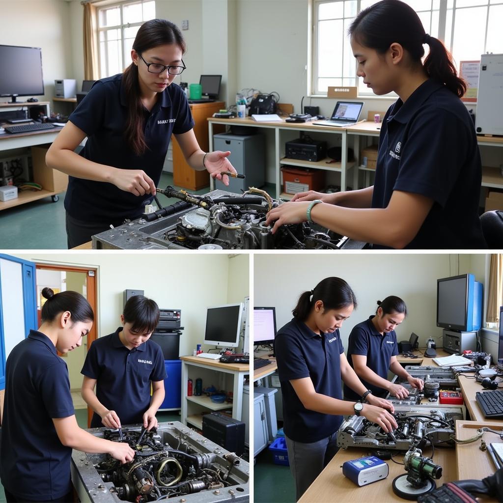 Sinh viên thực hành tại xưởng trường Cao đẳng Công nghệ Ô tô Sài Gòn
