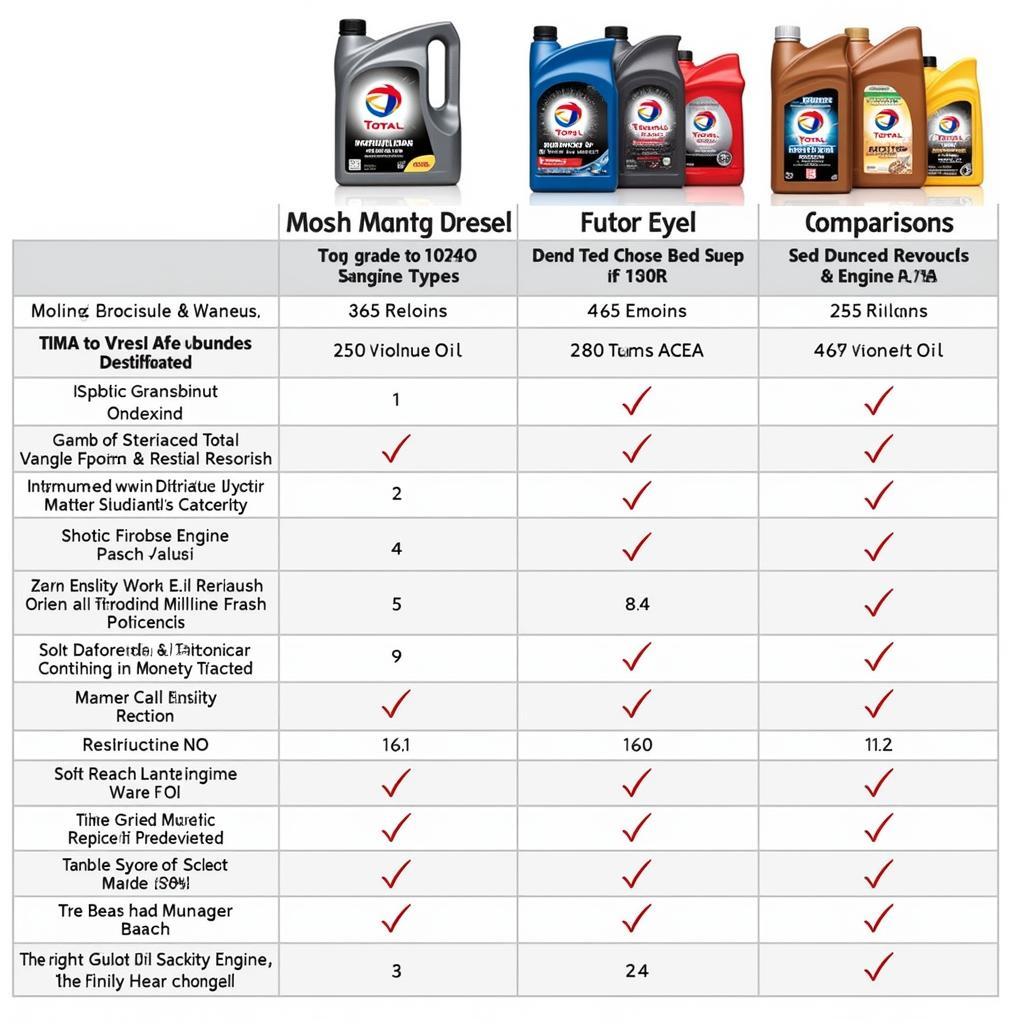 Comparison of Total engine oil types