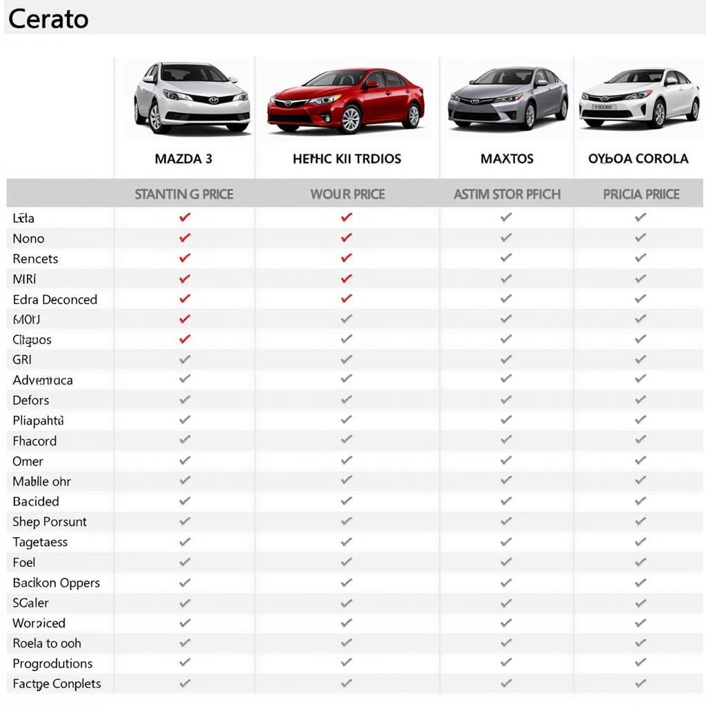 Comparing Kia Cerato's price with competitors