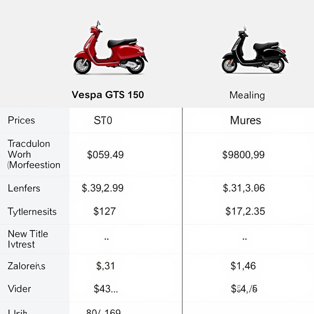 Vespa GTS 150 price comparison with other scooters