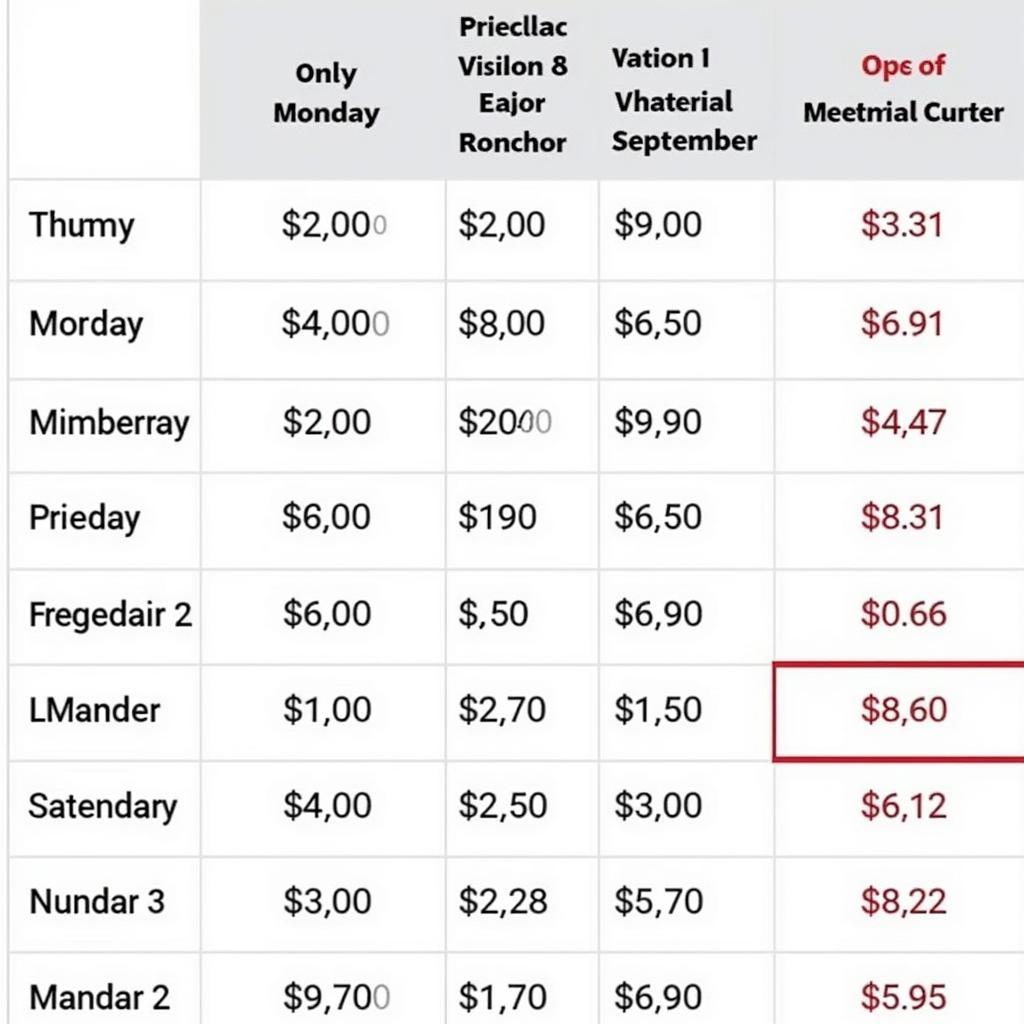 Bảng so sánh giá xe Vision theo từng tháng trong năm