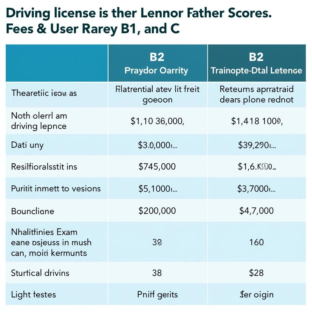 So sánh học phí lái xe ô tô B1, B2, C