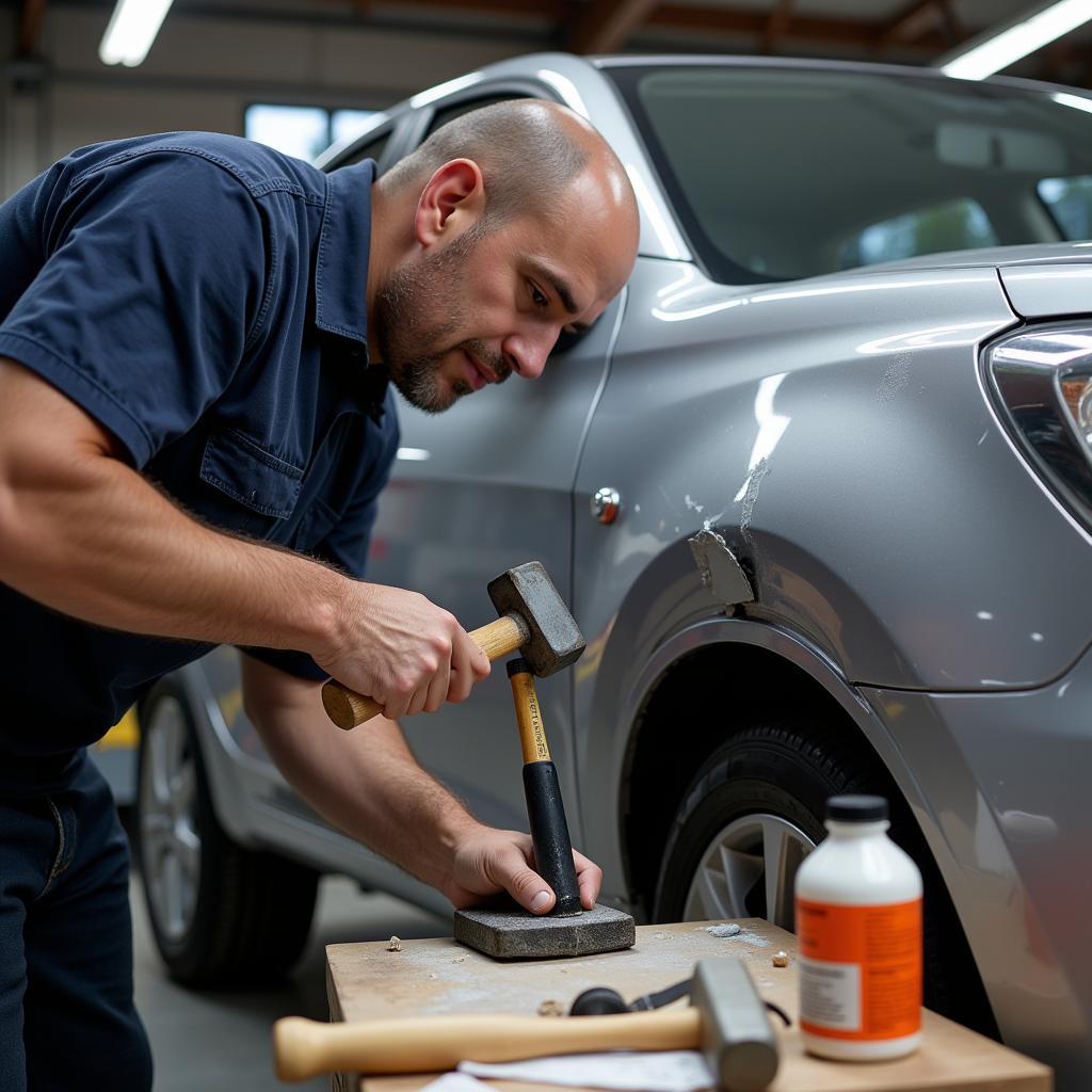 Sửa móp xe ô tô bằng phương pháp truyền thống