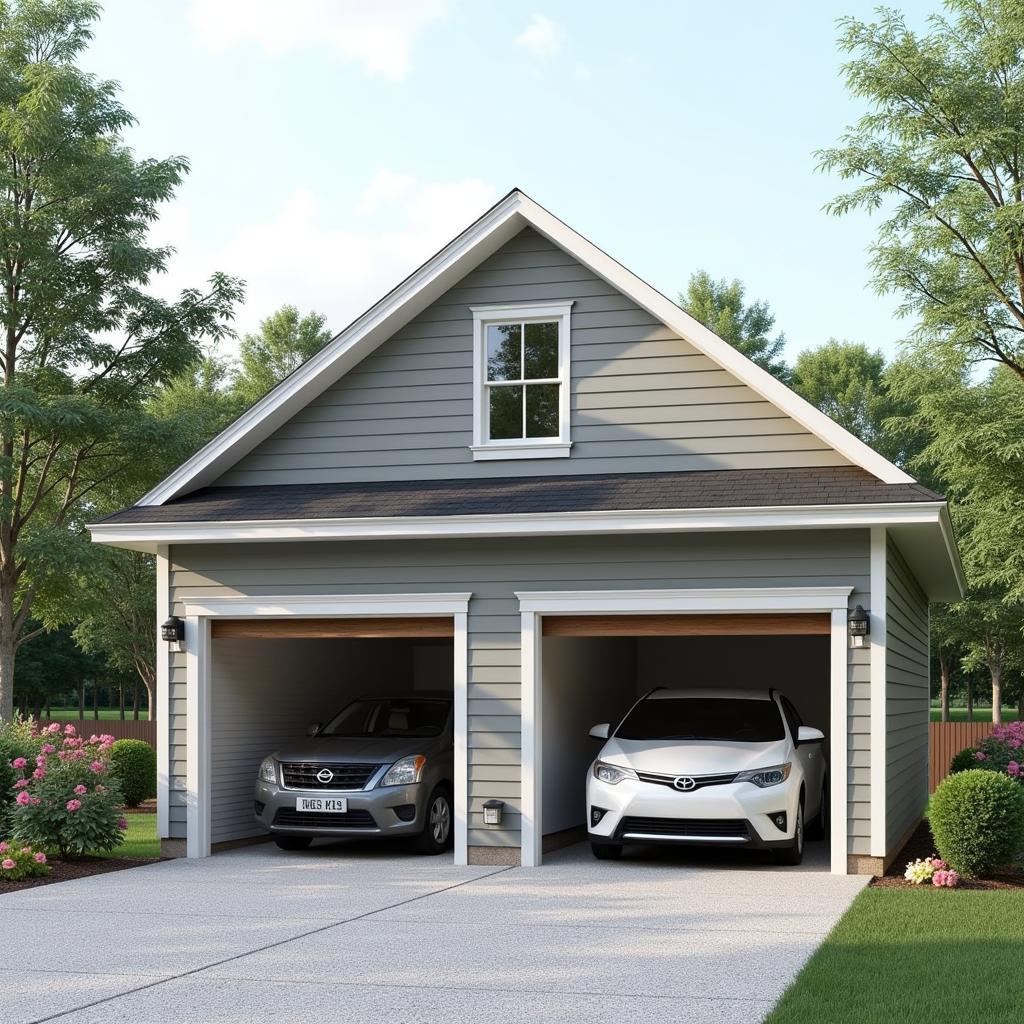 Two-car garage design with spacious interior