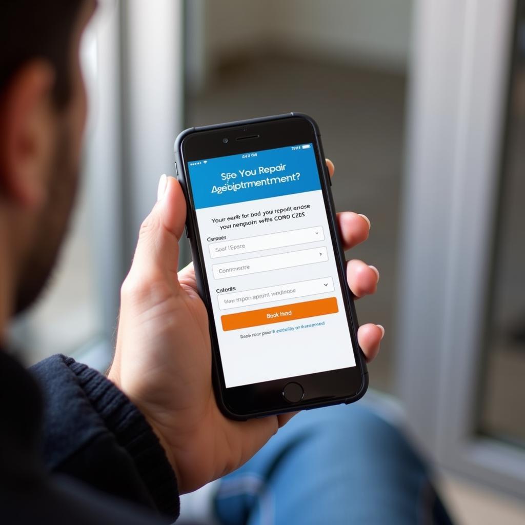 Customer scheduling a phone repair appointment via the Cellphones app to optimize their warranty experience.