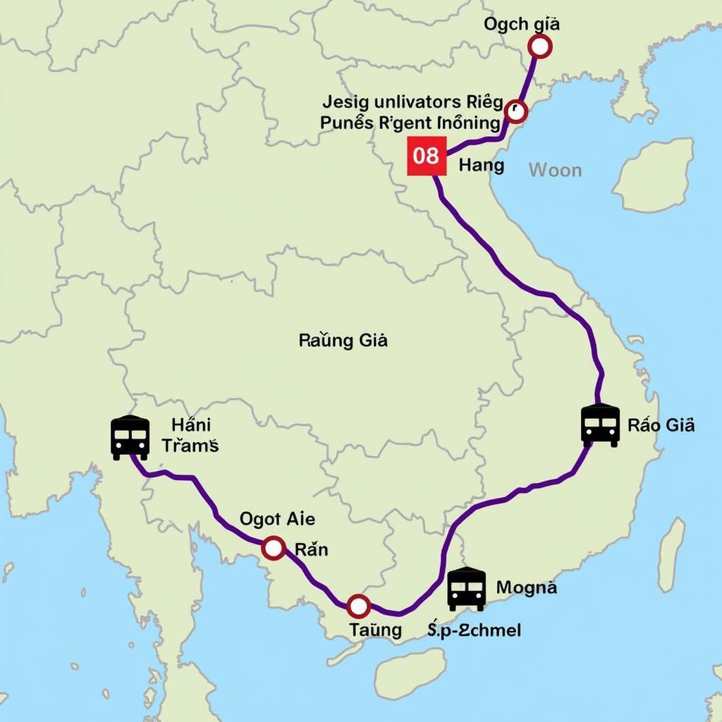 Tuyến đường xe Phương Trang từ Rạch Giá đi Sài Gòn:  Bản đồ tuyến đường chi tiết.