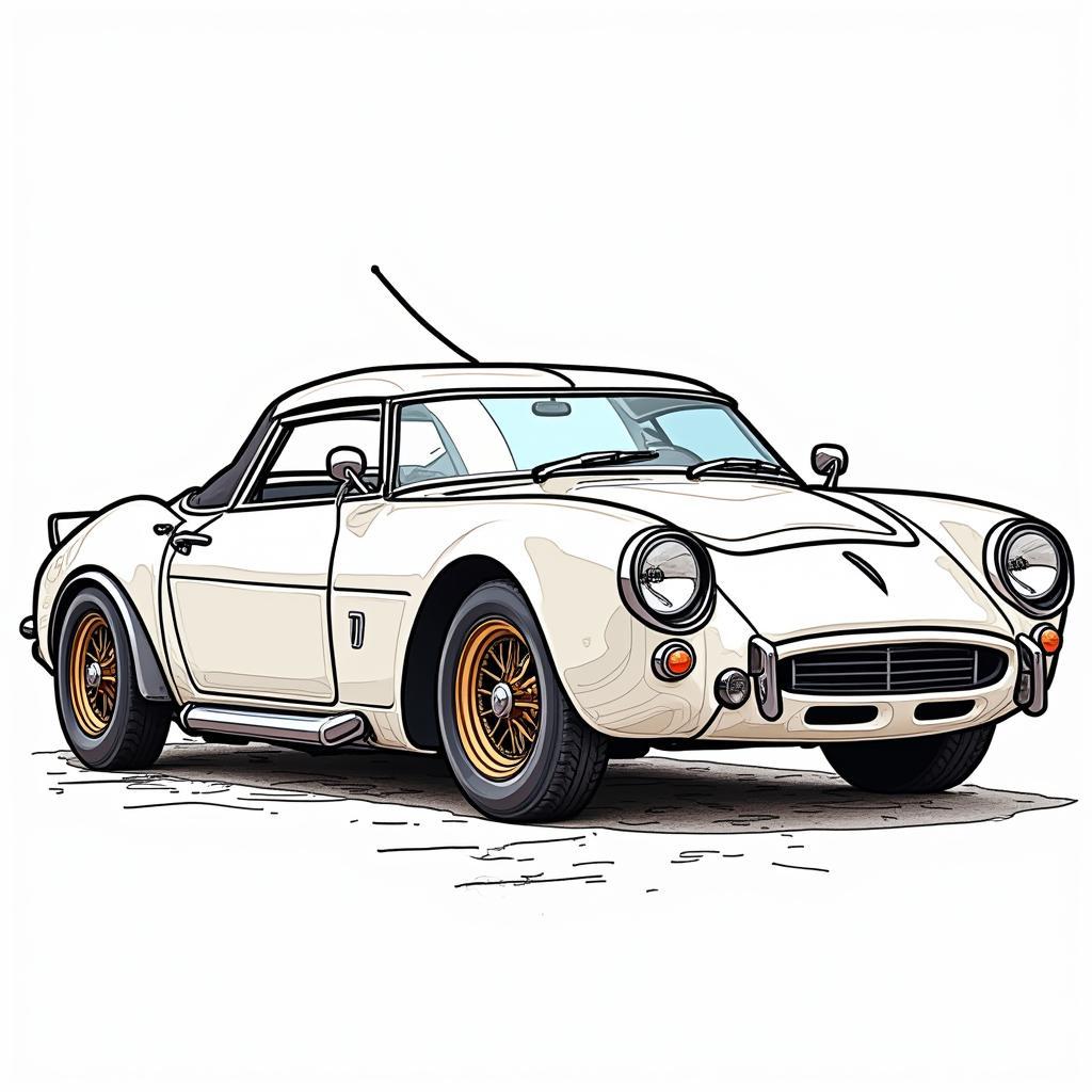 Completed dream car drawing with color