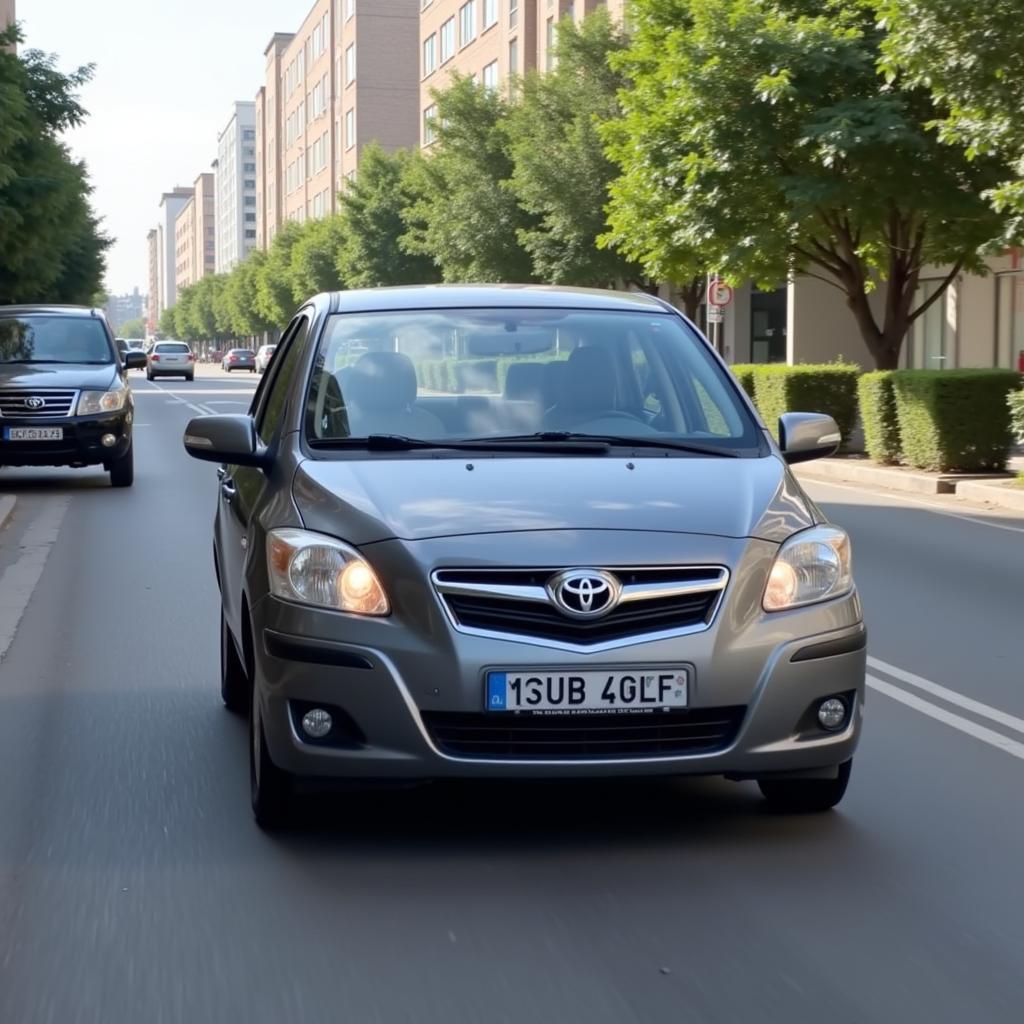 Xe Toyota Vios 2008 cũ đang chạy trên đường phố