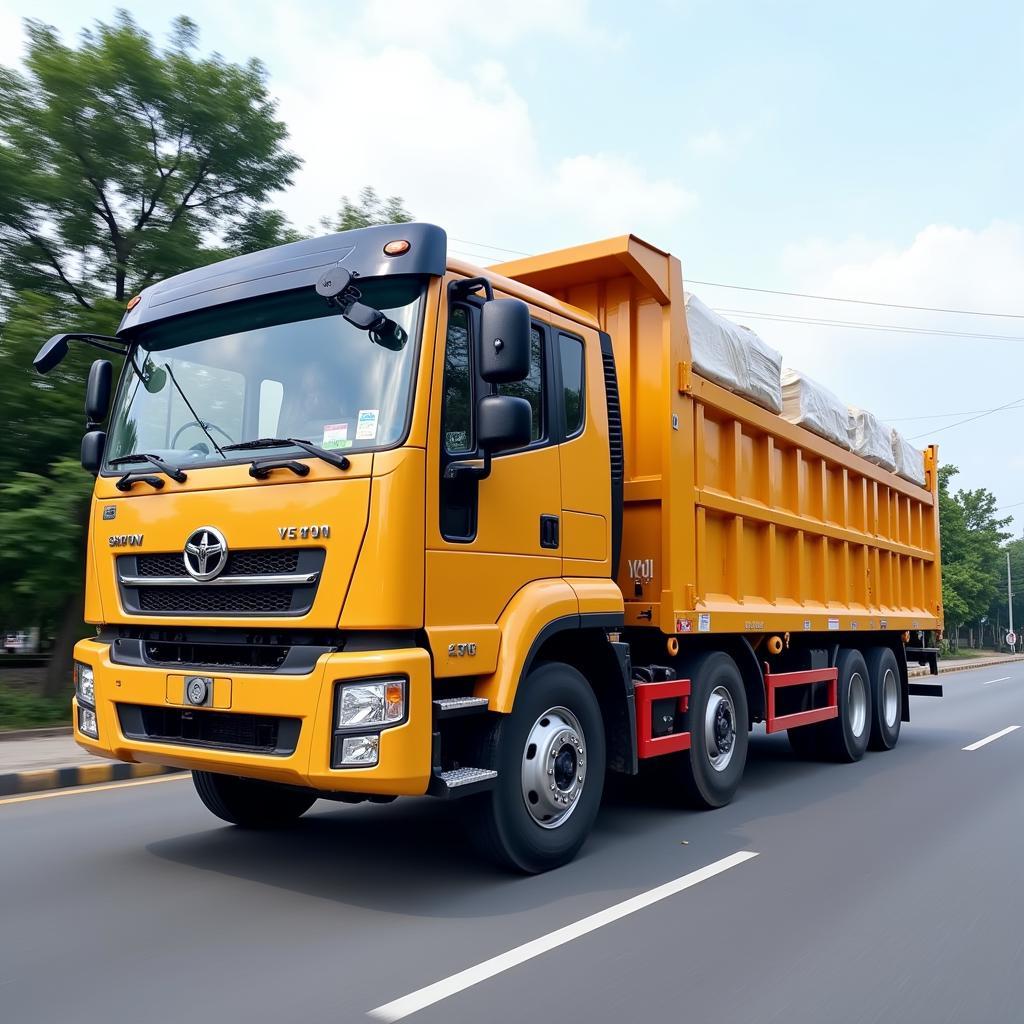 Xe tải lớn vận chuyển hàng hóa tại Giao Thủy