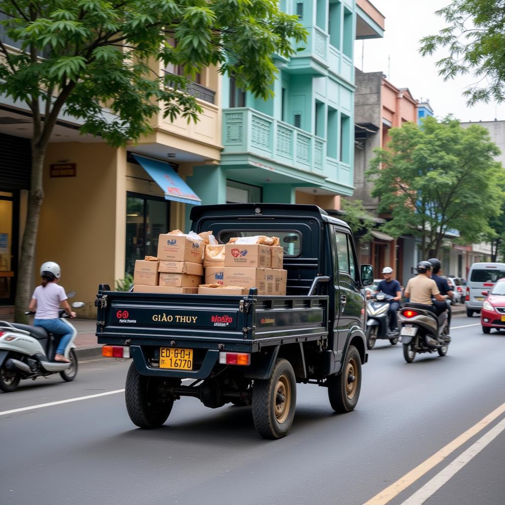 Xe tải nhỏ vận chuyển hàng hóa tại Giao Thủy