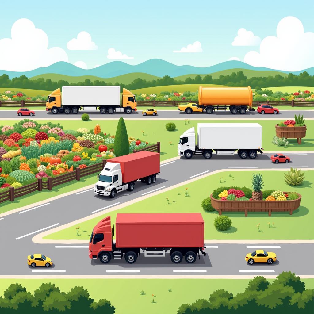 Xe tải vận chuyển nông sản từ nông thôn đến thành thị