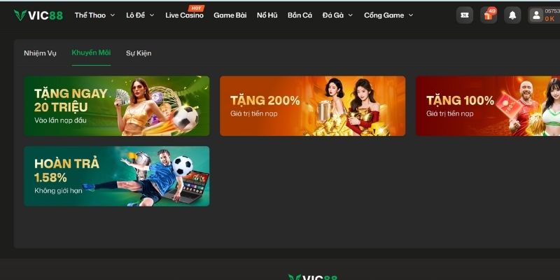 Kho ưu đãi hấp dẫn tại Vic88 - Top 10 nhà cái uy tín